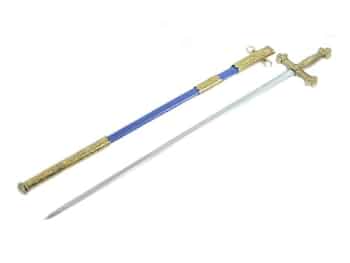 【儀礼用ロングソード】青のメイソン装飾剣／フリーメイソン象徴入り／撮影・装飾用 儀礼用ロングソード】青のメイソン装飾剣／フリーメイソン象徴